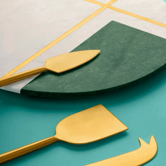Marble Cheese Board With Gold Knives
