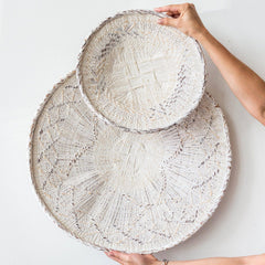 White Washed Flat Baskets: Small