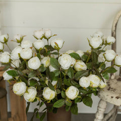 Floral - 27" White & Green Rose Spray