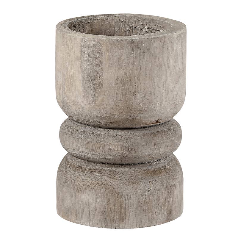 Medium Pillar - Grey Paulownia Wood Candle or Succulent Holder