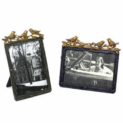 Photo Frame with Gold Lead Bird Accent