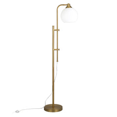 Brass Adjustable Floor Lamp With White Globe Shade - 68"