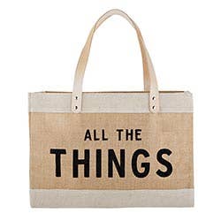 Large Natural Market Tote - "All the Things"