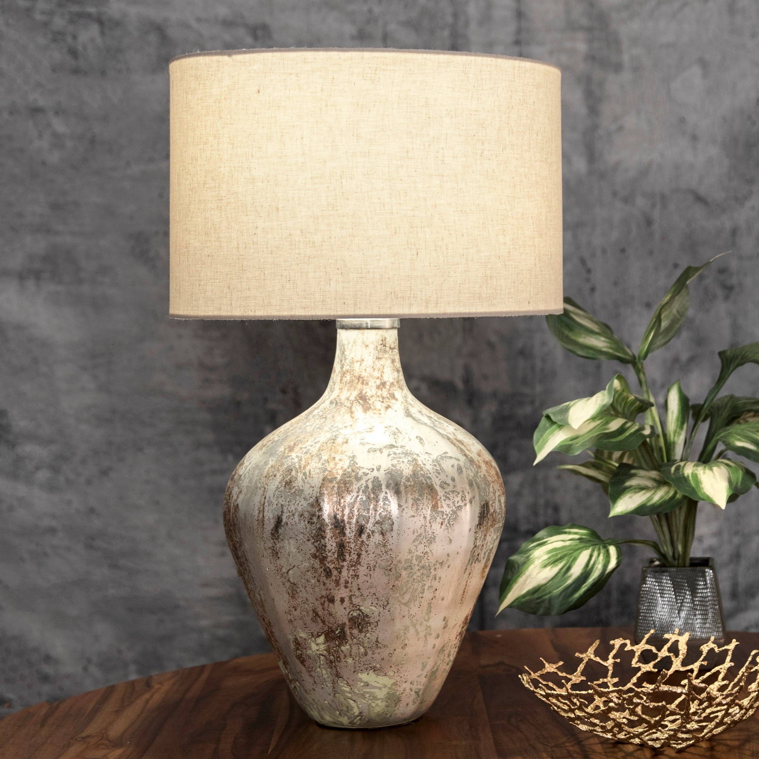 Large Glass Table Lamp: 30"